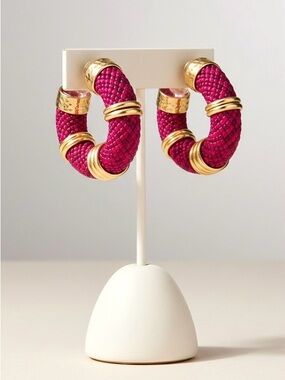 Kendra Scott NWT Maya Corded Hoop Earrings Orchid Pink 14K Gold Plated